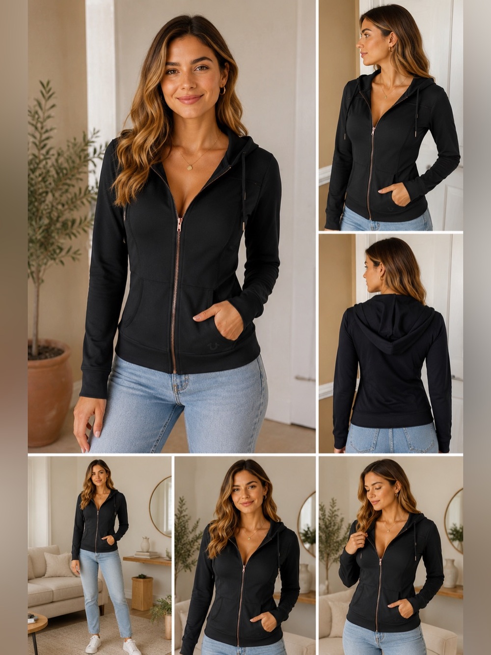 True Religion Black Zip Hoodie Jacket Size Small